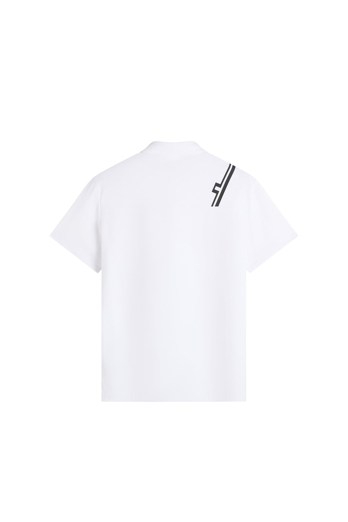 J.Lindeberg Fred Polo White – detail voorzijde met gebreide kraag en drieknoopssluiting
