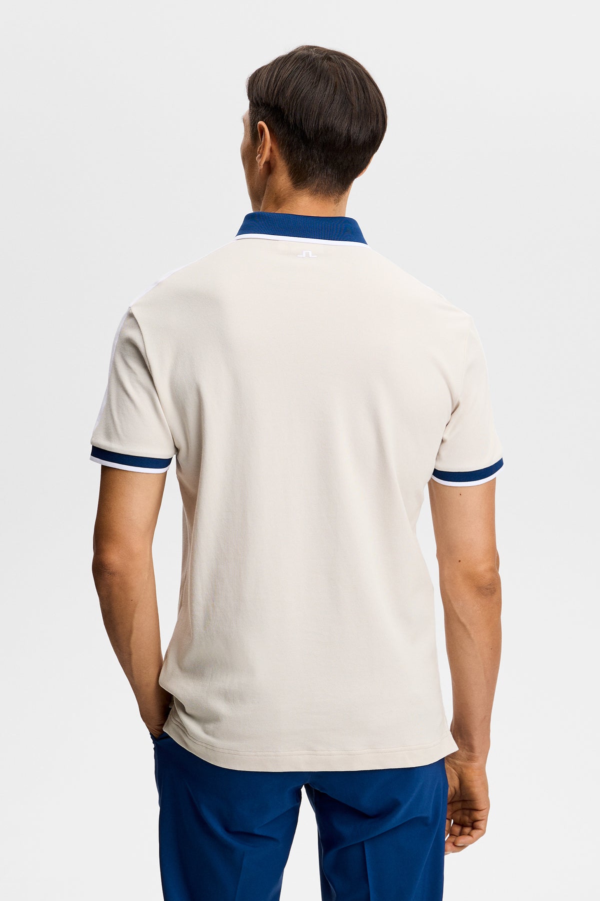 J.Lindeberg Jace Polo Moonbeam - gebreide kraag en bridge-logo achterkant