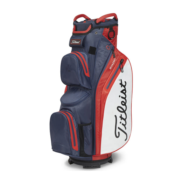 Titleist 14 StaDry Cart Bag Navy Red White — StaDry waterdichte constructie