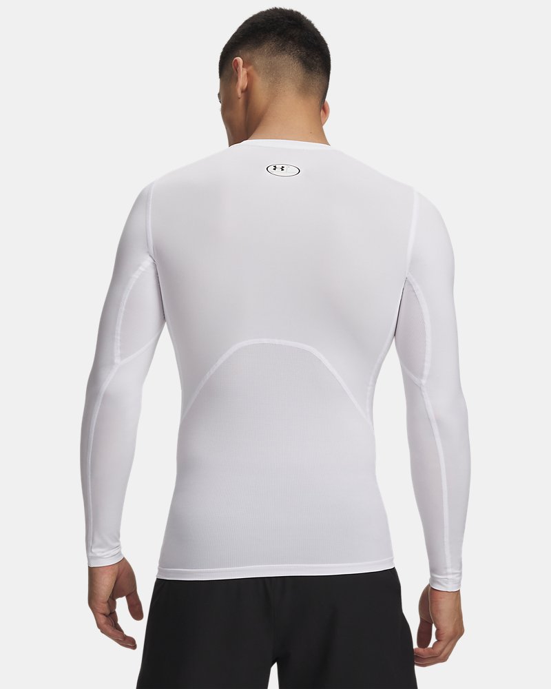 Under Armour HeatGear compressieshirt met lange mouwen – achteraanzicht met strategische mesh-ventilatiepanelen