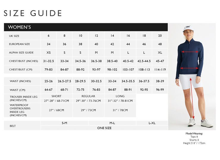 PING women's size guide