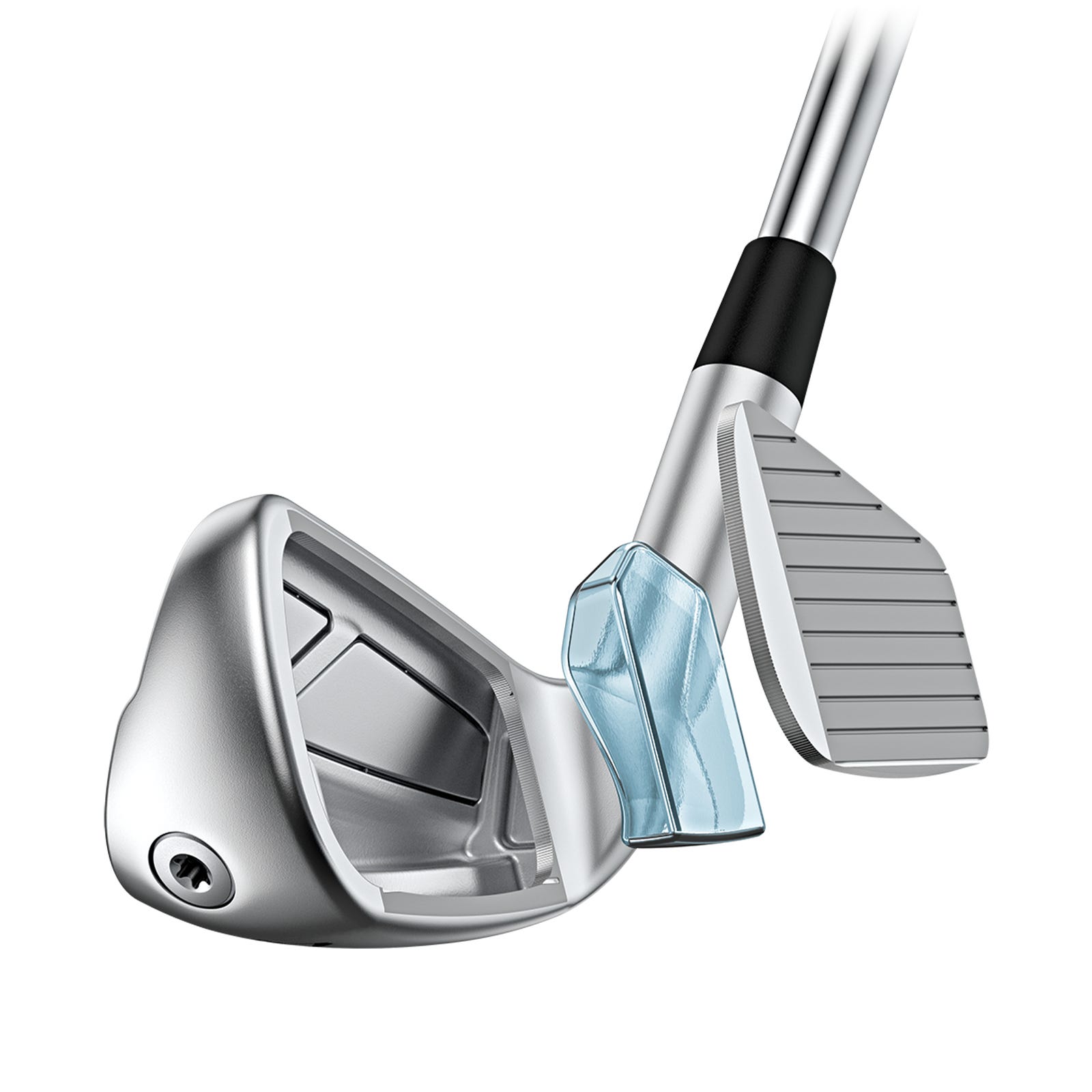 Geëxplodeerde illustratie van PING iDi driving iron met interne constructie
