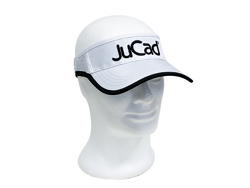 JuCad Visor wit gedragen op hoofd, vooraanzicht