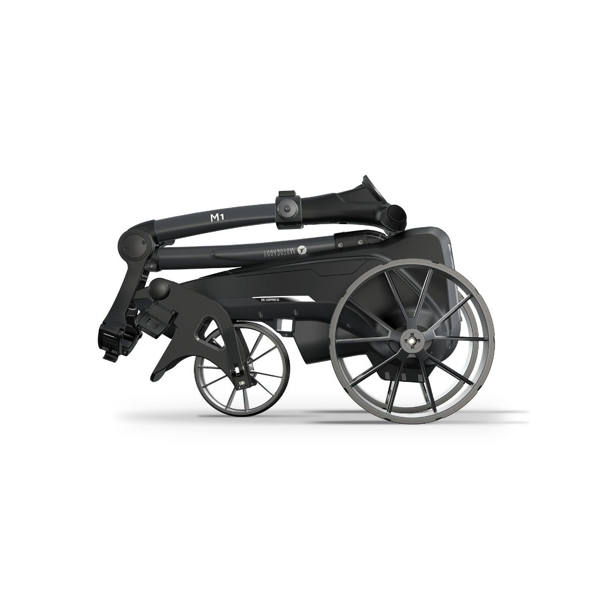 Motocaddy M1 2026 elektrische golftrolley handgreep en wielen