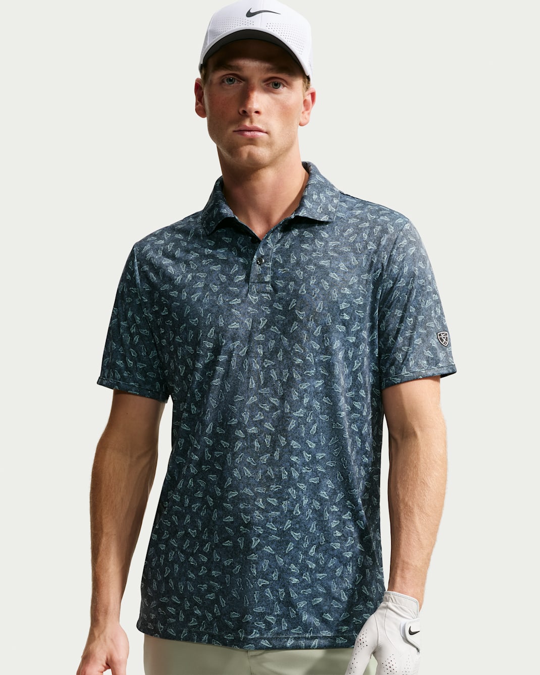 Nike Par Dri-FIT Grass Print Golfpolo – detail gerecyclede materialen