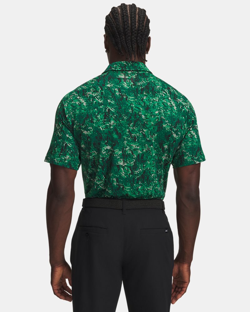 UA Playoff 3.0 Printed polo – back view, green