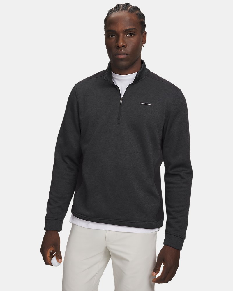 UA SweaterFleece Hybrid – vooraanzicht, zwart