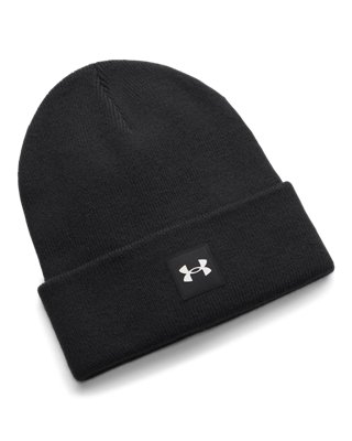 Under Armour Halftime Cuff Beanie vooraanzicht, zwart