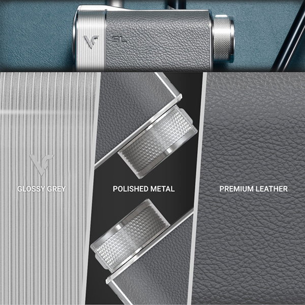 Voice Caddie SL3 – premium gepolijst metaal en leermaterialen