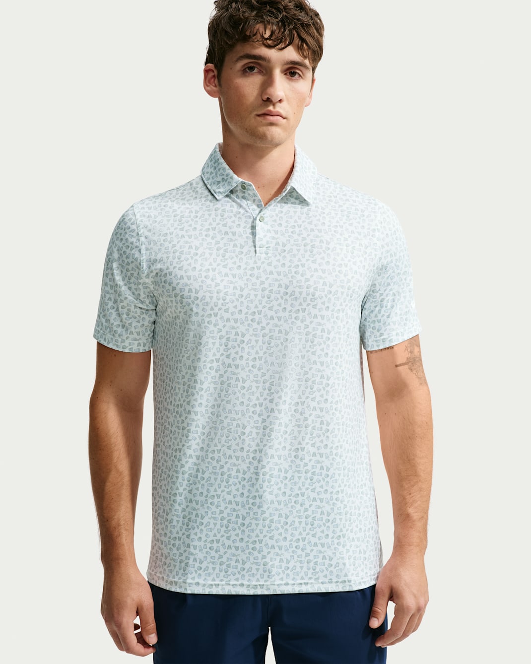 Nike Velocity Dri-FIT Micro-Print Golf Polo – Jade Horizon/White, badge Gerecyclede Materialen