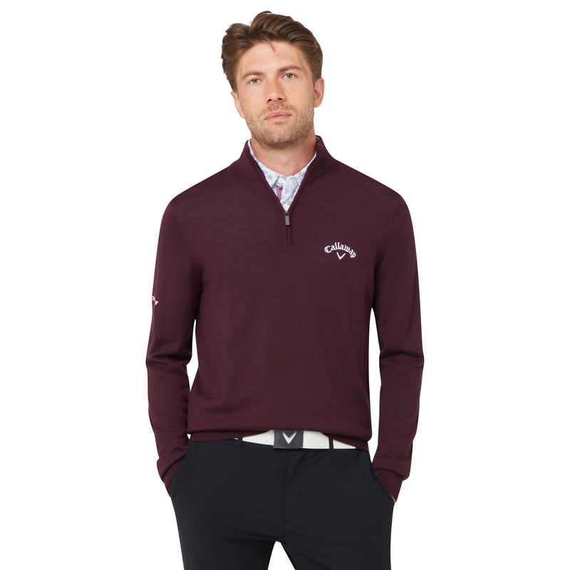 Callaway Blended Merino 1/4 Zip Sweater Italian Plum – vooraanzicht