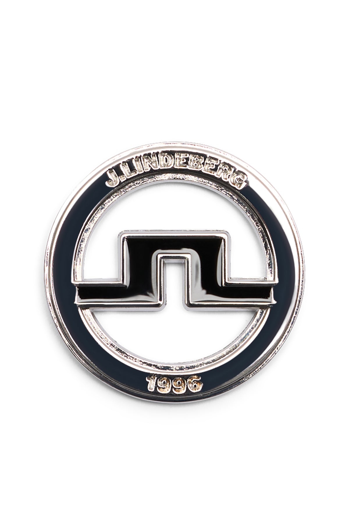 J.Lindeberg Ball Marker Zwart – vooraanzicht met Bridge-logo