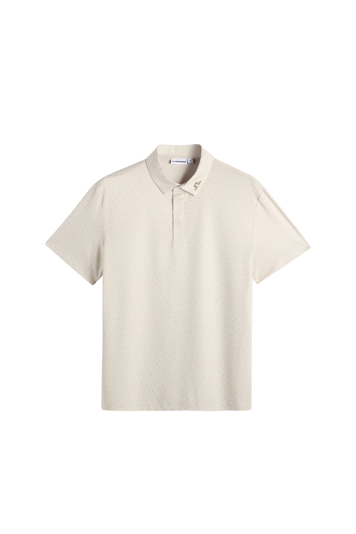 J.Lindeberg Tod Print Polo Bias Bridge Micro Moon Brindle – vooraanzicht met TX Stretch Jersey stof en all-over print