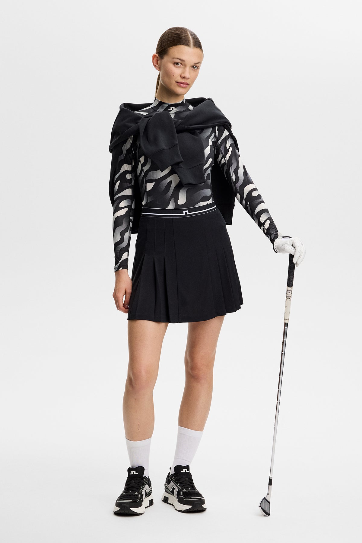 J.Lindeberg Ella Print Compression Top Bunker Fade Black Moonbeam - printdetail
