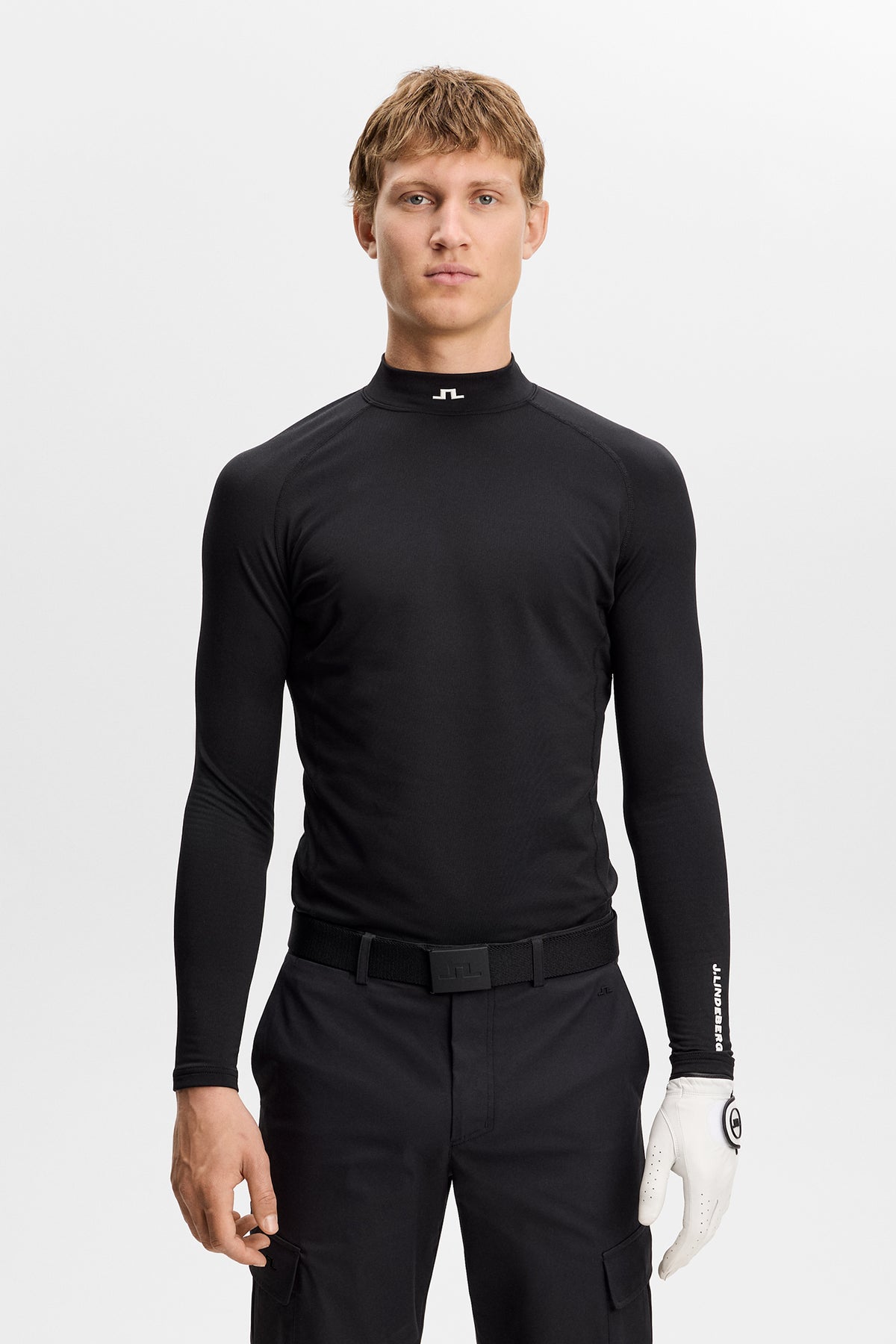 J.Lindeberg Ello Brushed Top Zwart – detail van geborstelde jersey stof