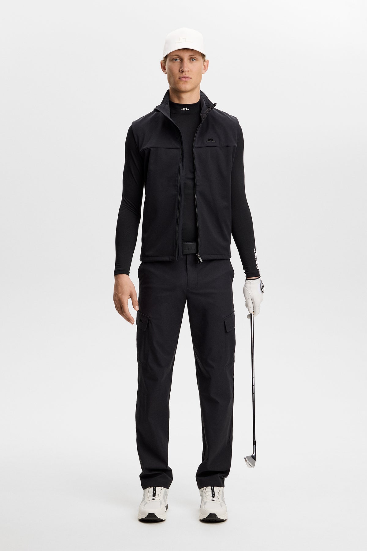 J.Lindeberg Ello Brushed Top Zwart – vochtafvoerende prestatiestof