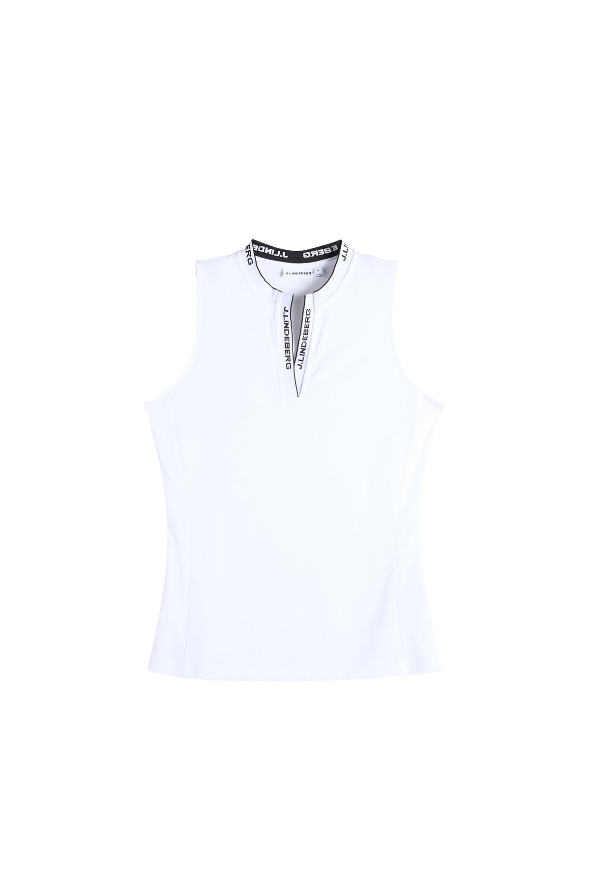 J.Lindeberg Leya Sleeveless Top White - collar and placket detail