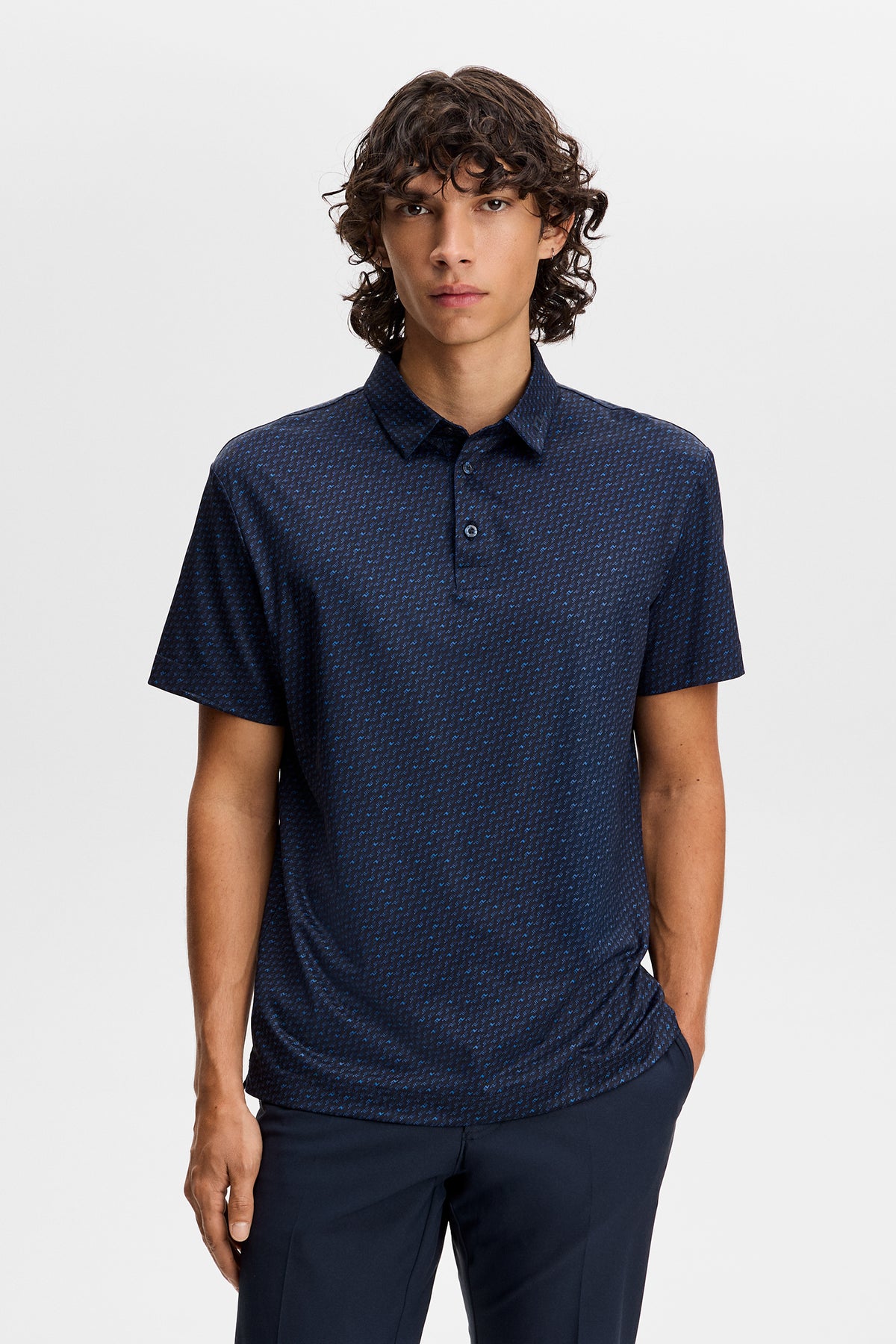 J.Lindeberg Tod Print Polo Bias Bridge Micro Navy Set – on-course lifestyle