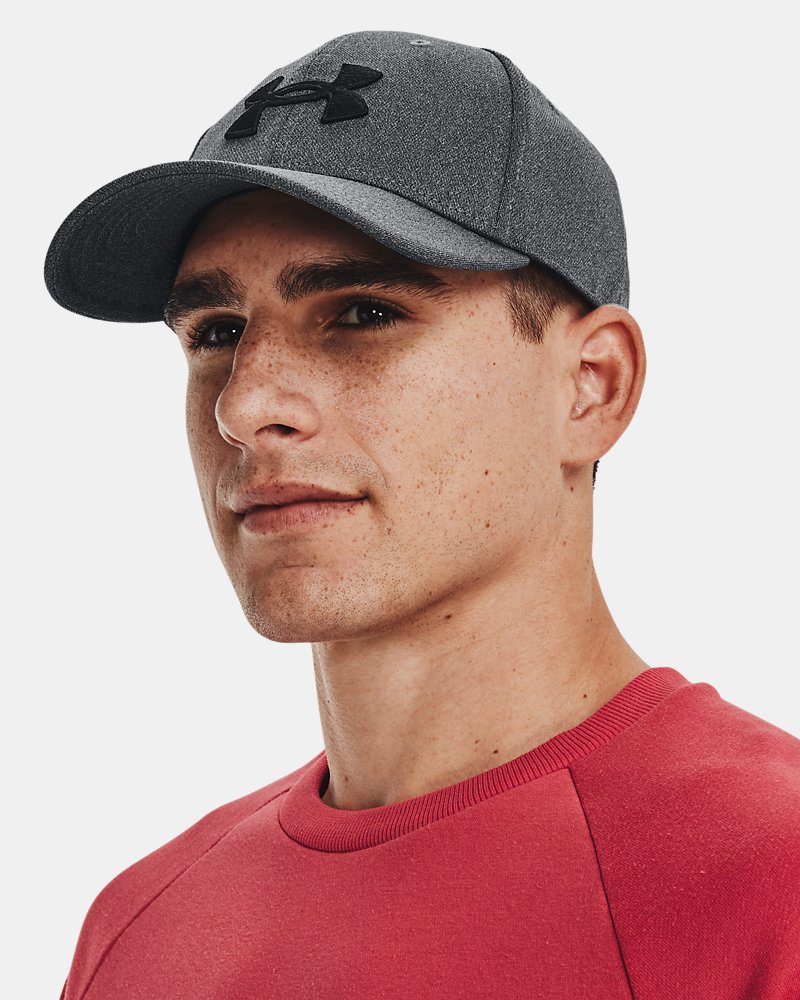 Under Armour Blitzing Low pet — close-up vooraanzicht donkergrijs