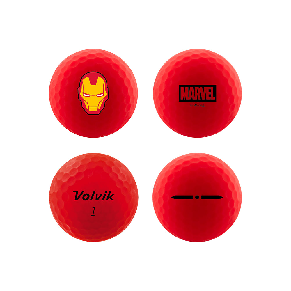 Volvik Vimat Avengers golfballen met de heldenontwerpen van verschillende kanten